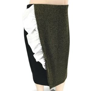 Eloquii Skirt Size 20 Pencil Gold Metallic Ruffle